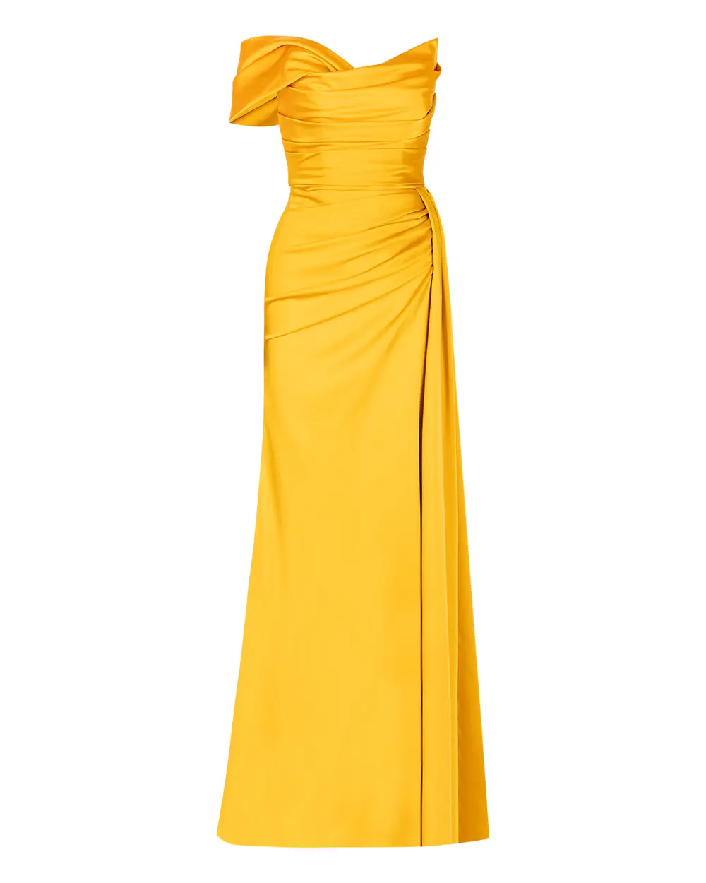  Draped Slit Evening Dress