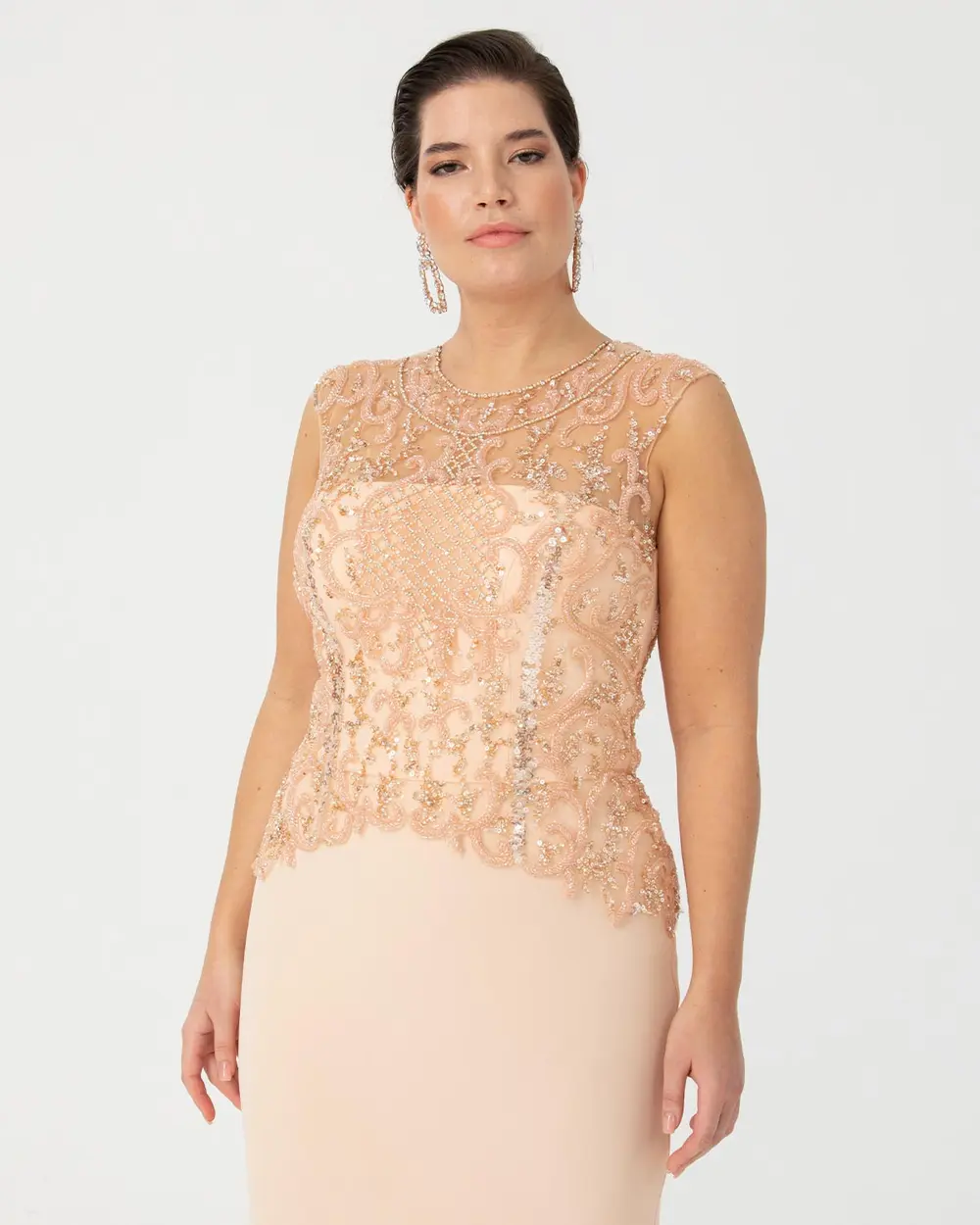 PLUS SIZE FISH FORM EMBROIDERED EVENING DRESS
