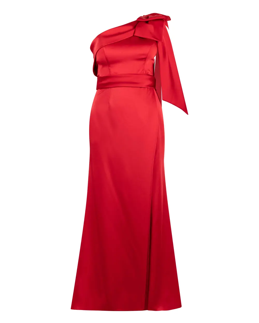 Plus Size Satin Look One Shoulder Evening Dress