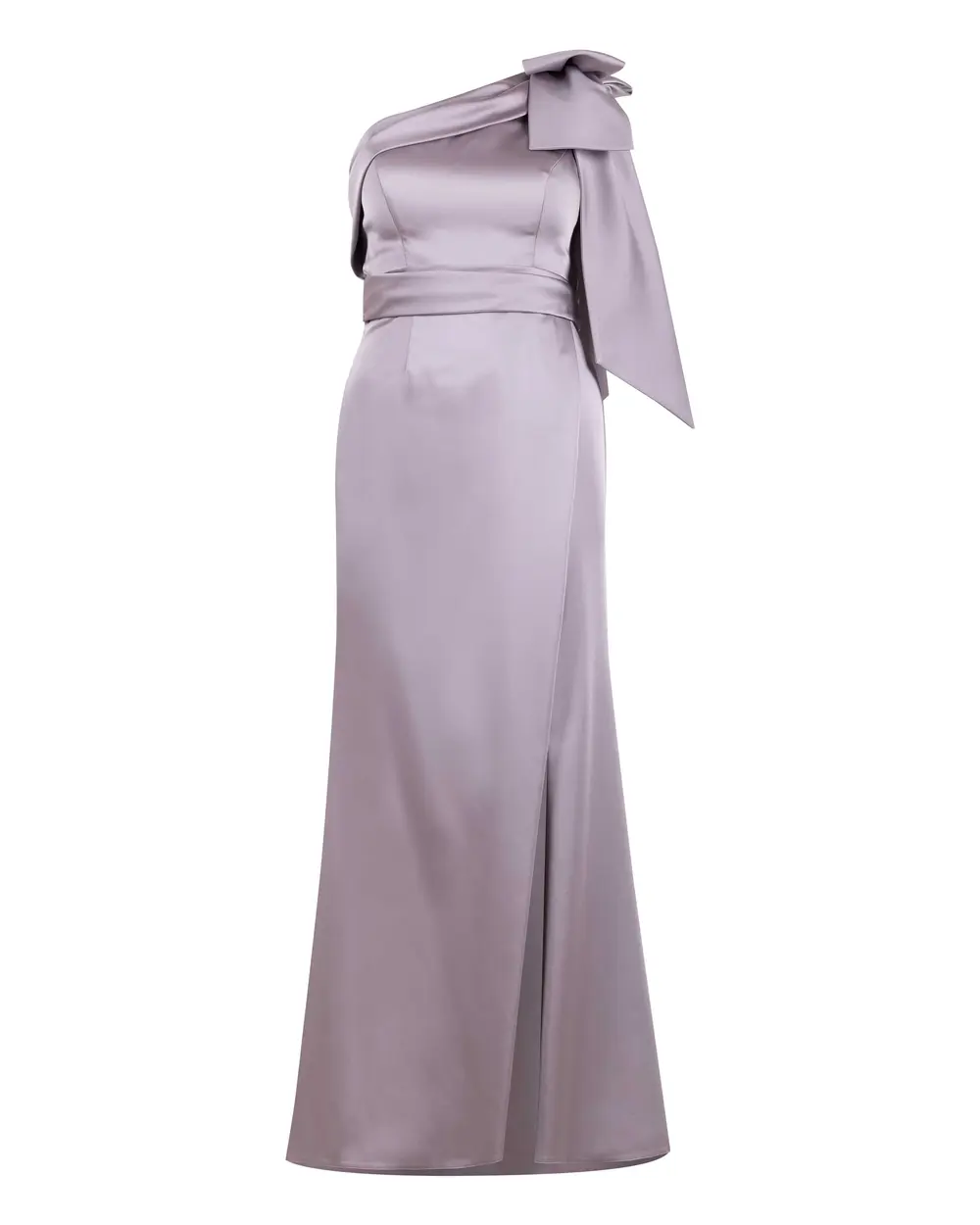 Plus Size Satin Look One Shoulder Evening Dress