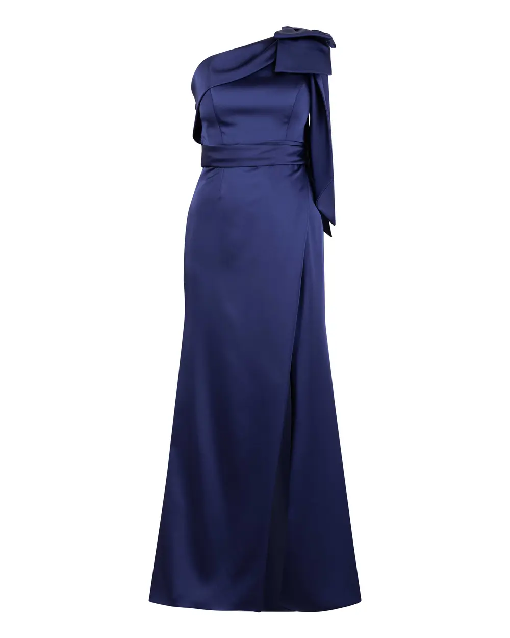 Plus Size Satin Look One Shoulder Evening Dress