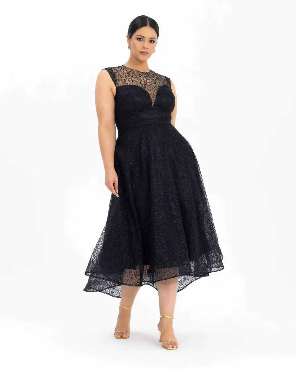 Plus Size Belted Evening Dress