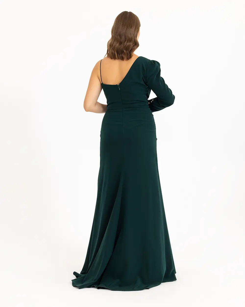 Plus Size Draped One Shoulder Evening Dress