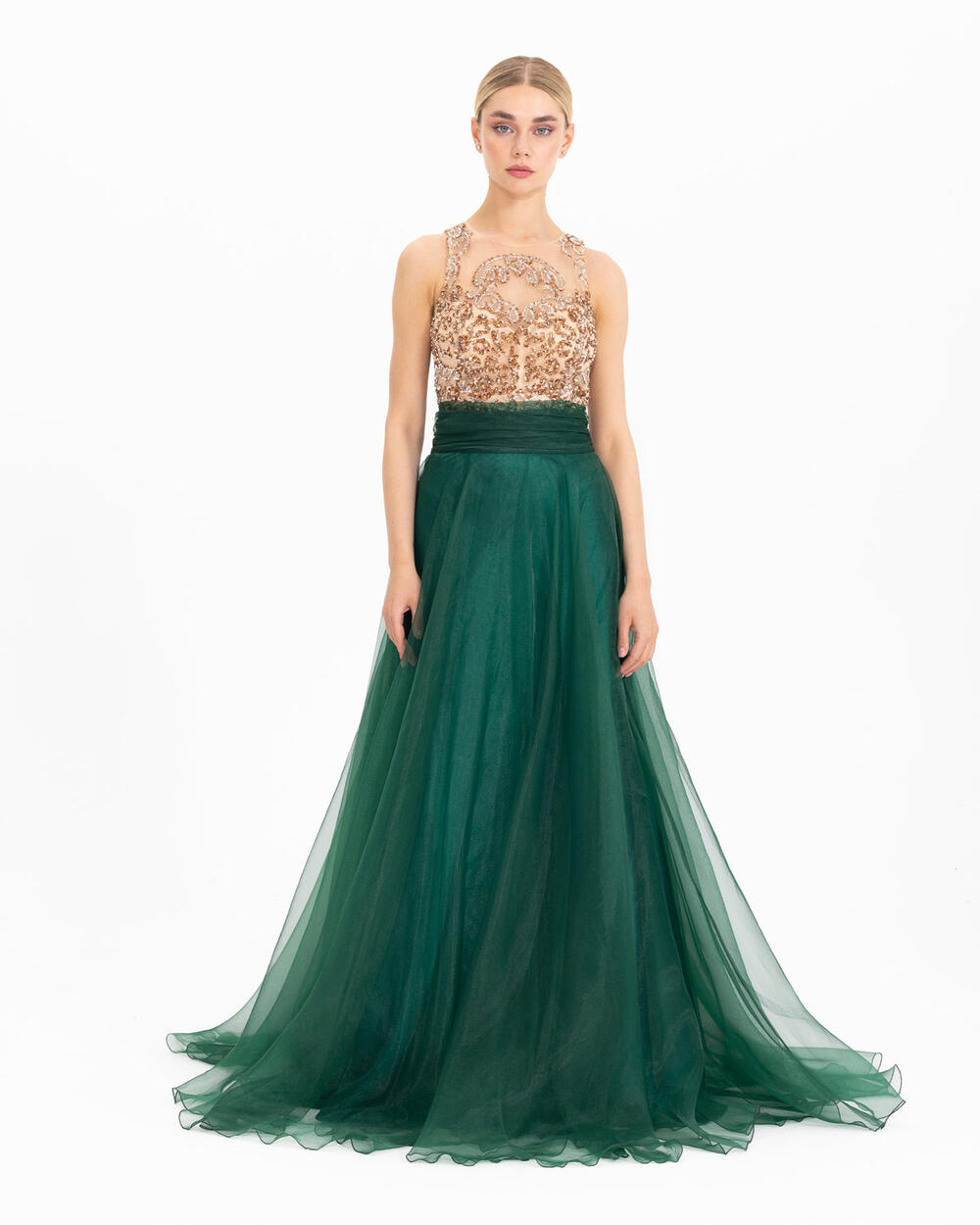 Tulle Evening Dress with Indian Accessories