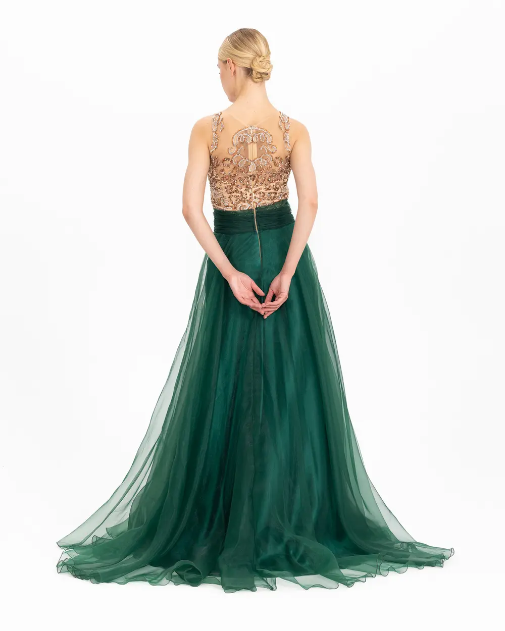 Tulle Evening Dress with Indian Accessories