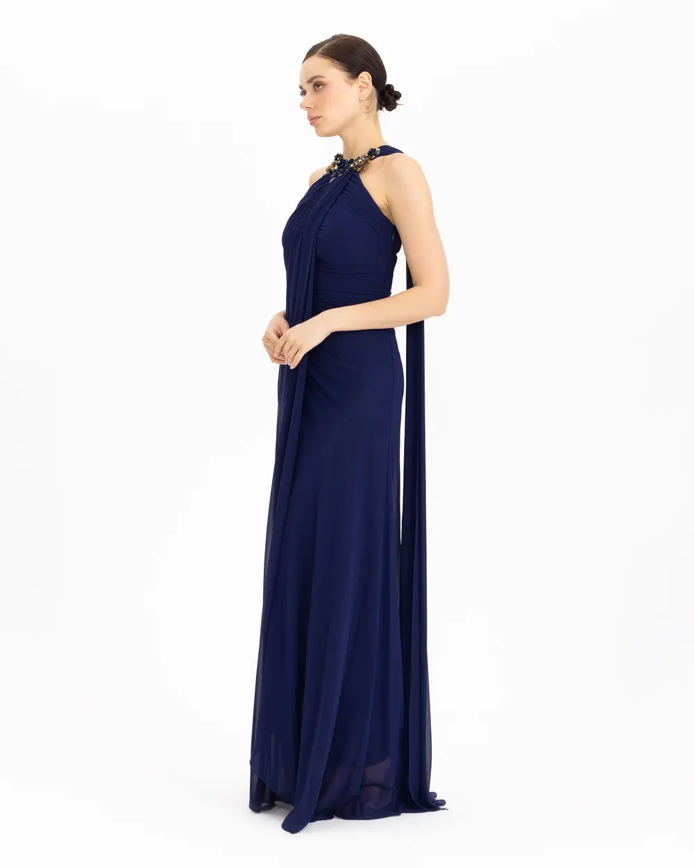 A Cut Chiffon Evening Dress