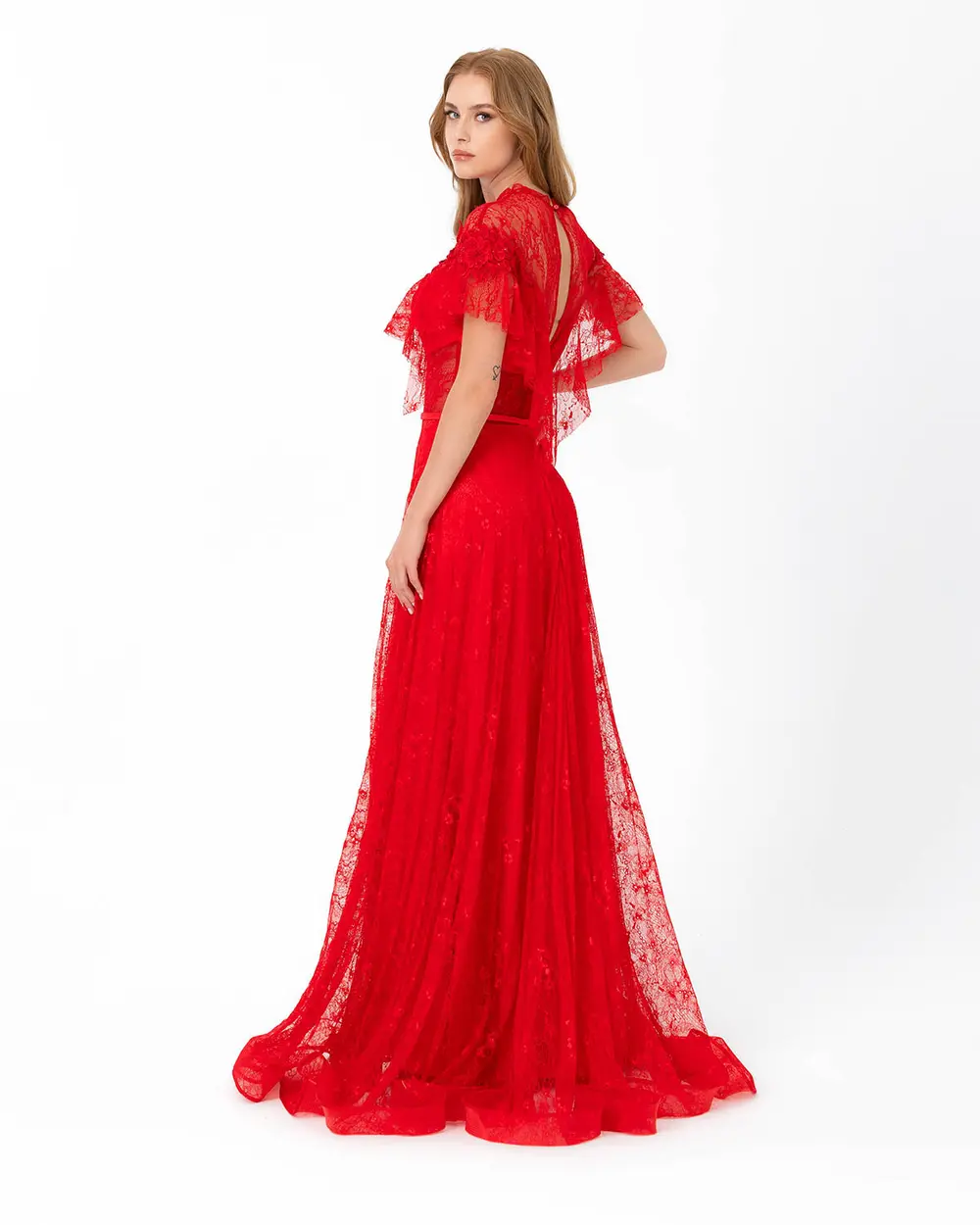 A-Line Lace Evening Dress