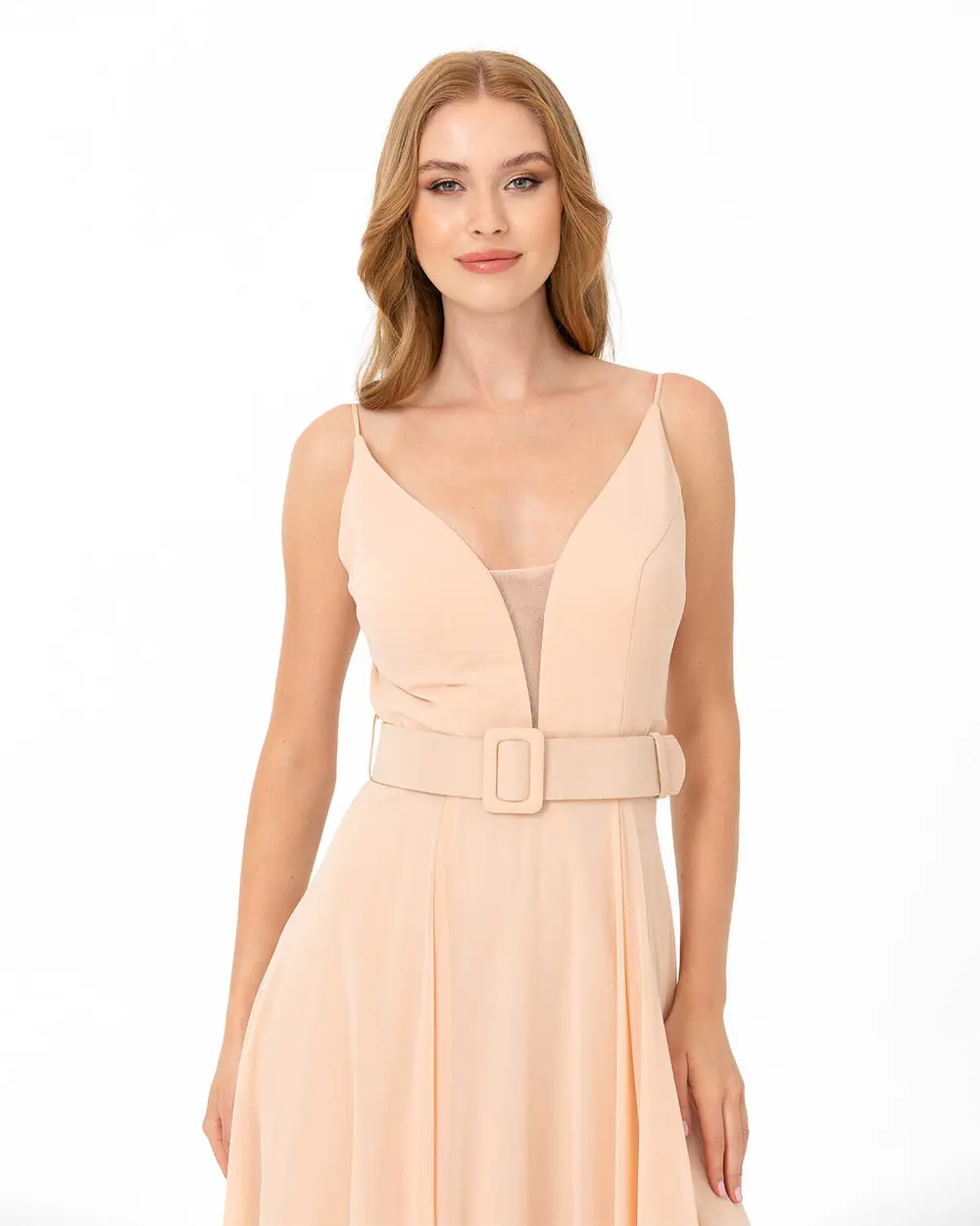 A Cut V Neck Chiffon Evening Dress