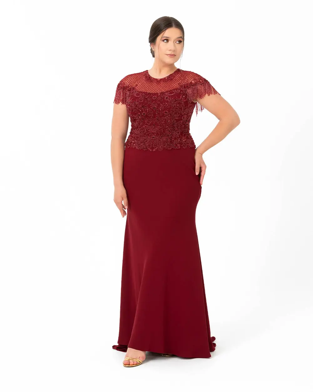 Plus Size Fish Form Zero Collar Evening Dress