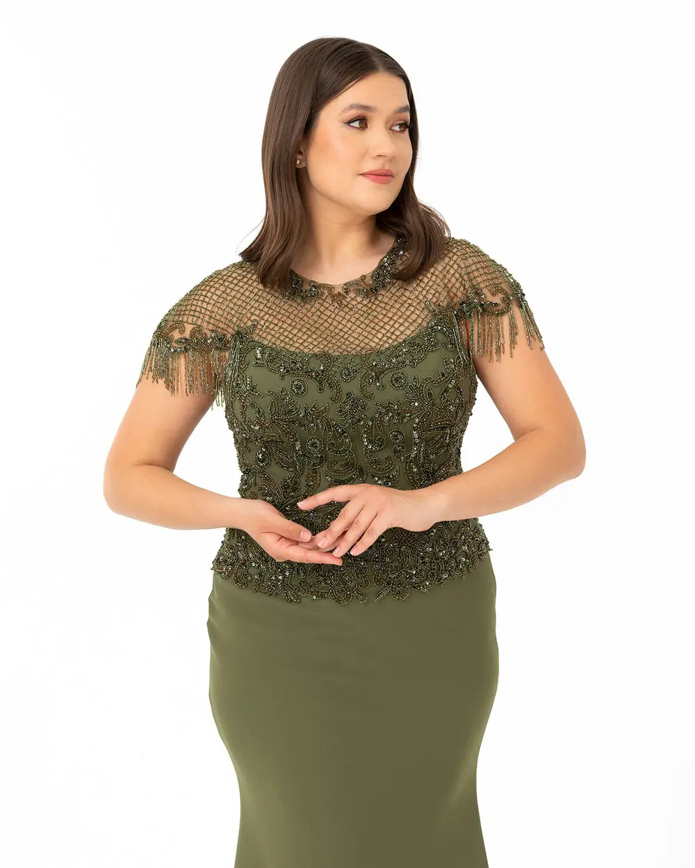 Plus Size Fish Form Zero Collar Evening Dress