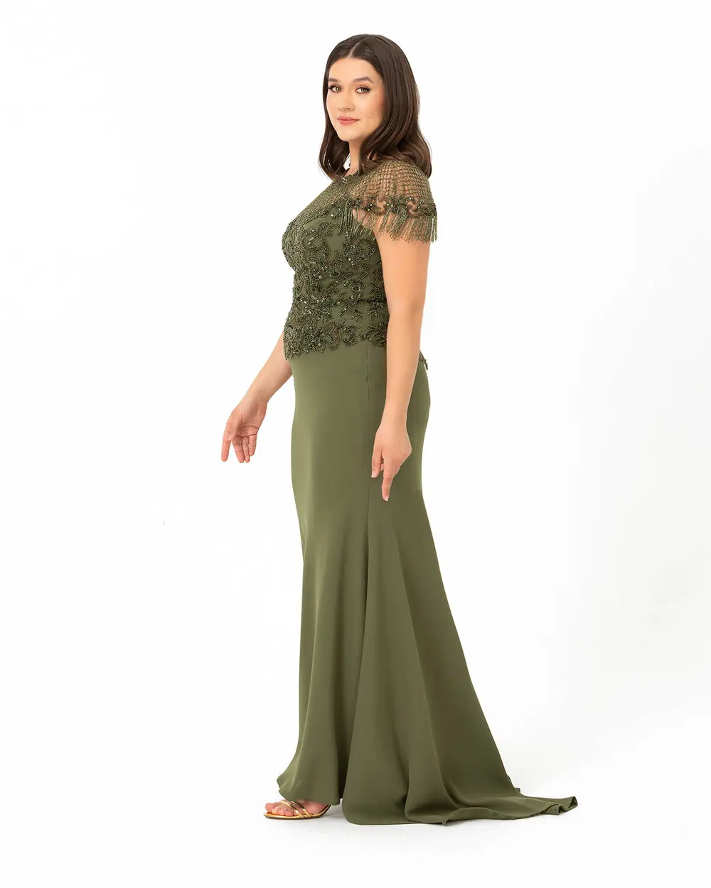 Plus Size Fish Form Zero Collar Evening Dress