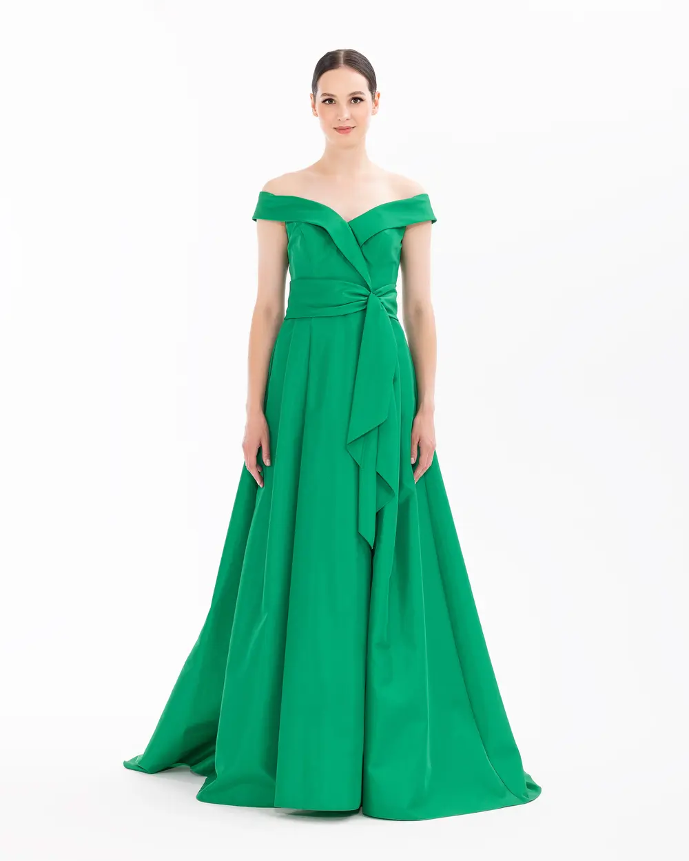 Strapless Neckline Open Shoulder Maxi Length Evening Dress