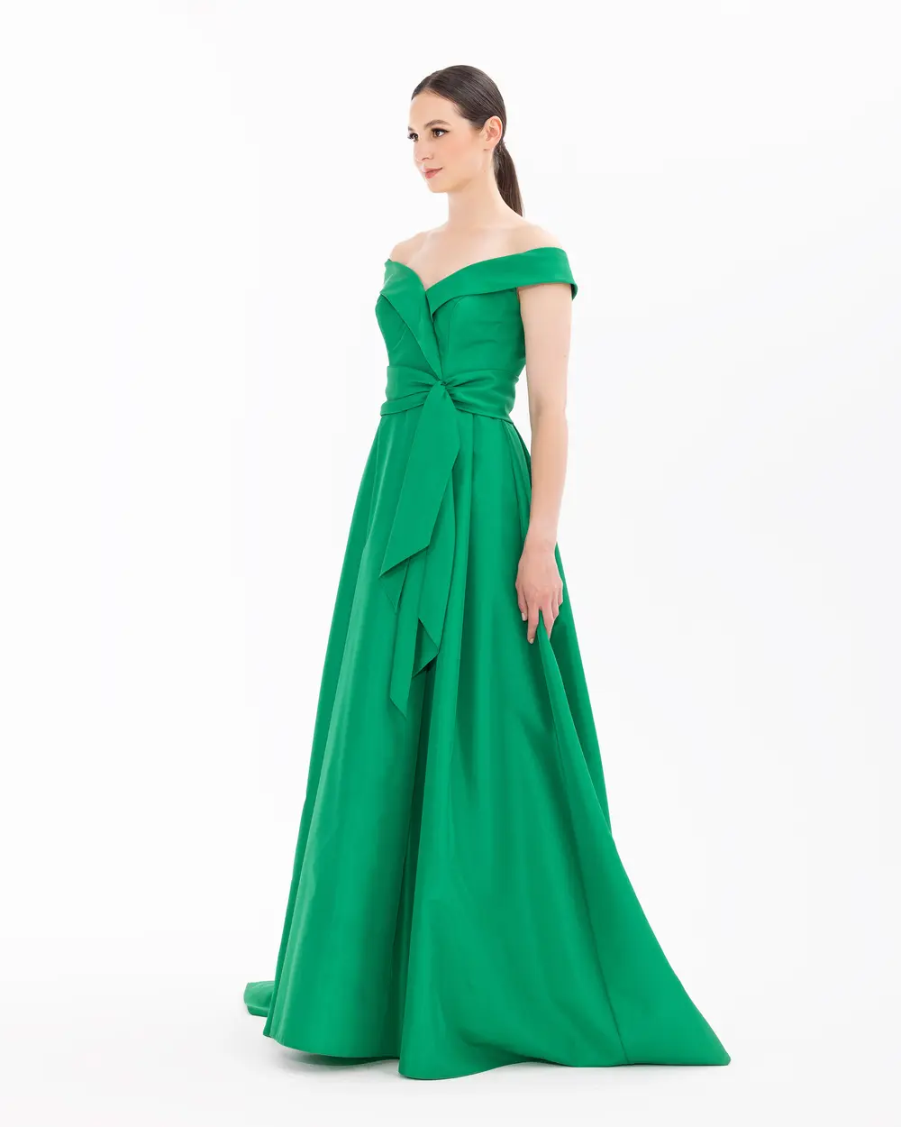 Strapless Neckline Open Shoulder Maxi Length Evening Dress