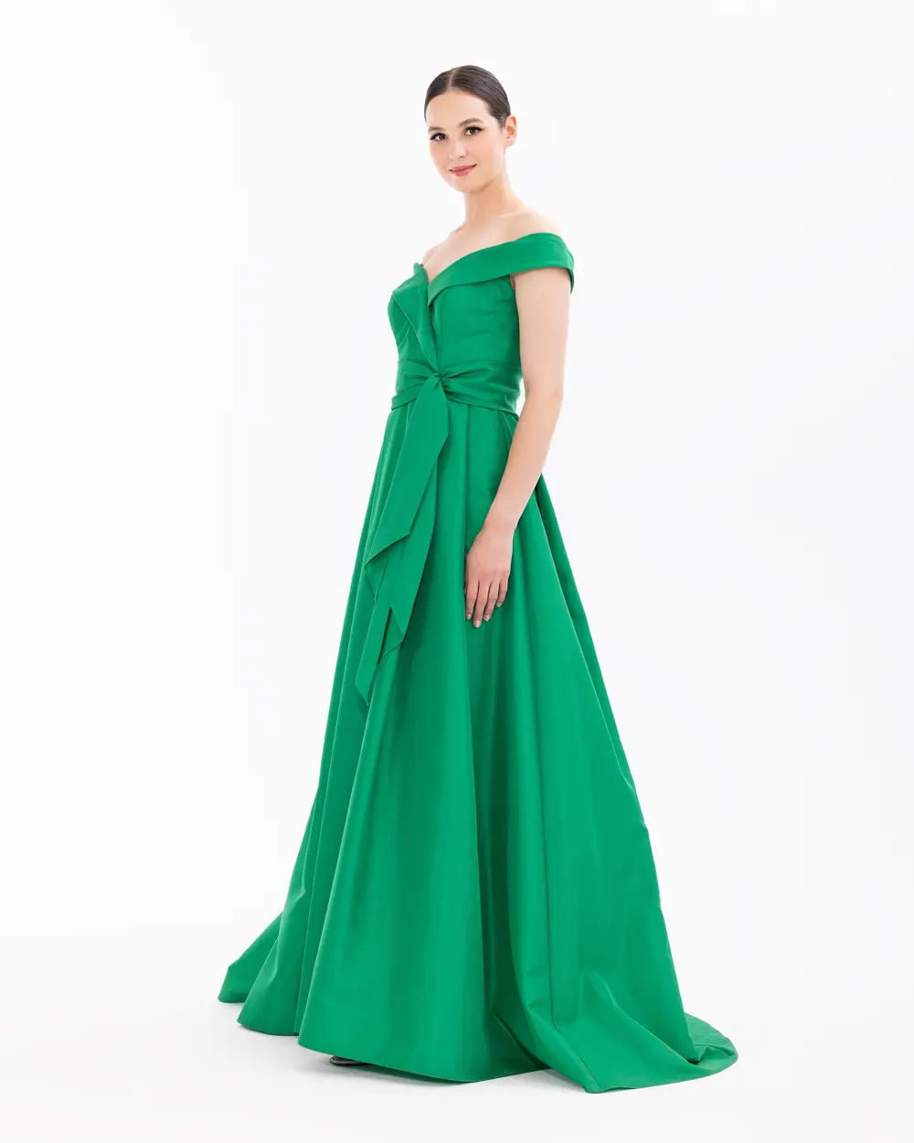 Strapless Neckline Open Shoulder Maxi Length Evening Dress