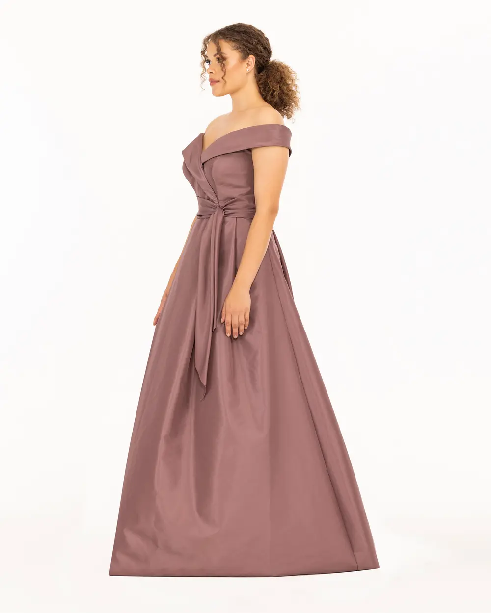 Strapless Neckline Open Shoulder Maxi Length Evening Dress