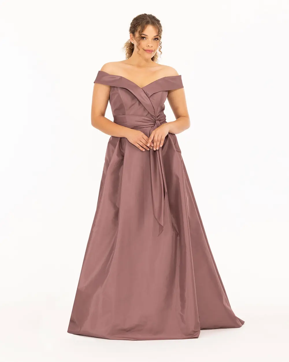 Strapless Neckline Open Shoulder Maxi Length Evening Dress