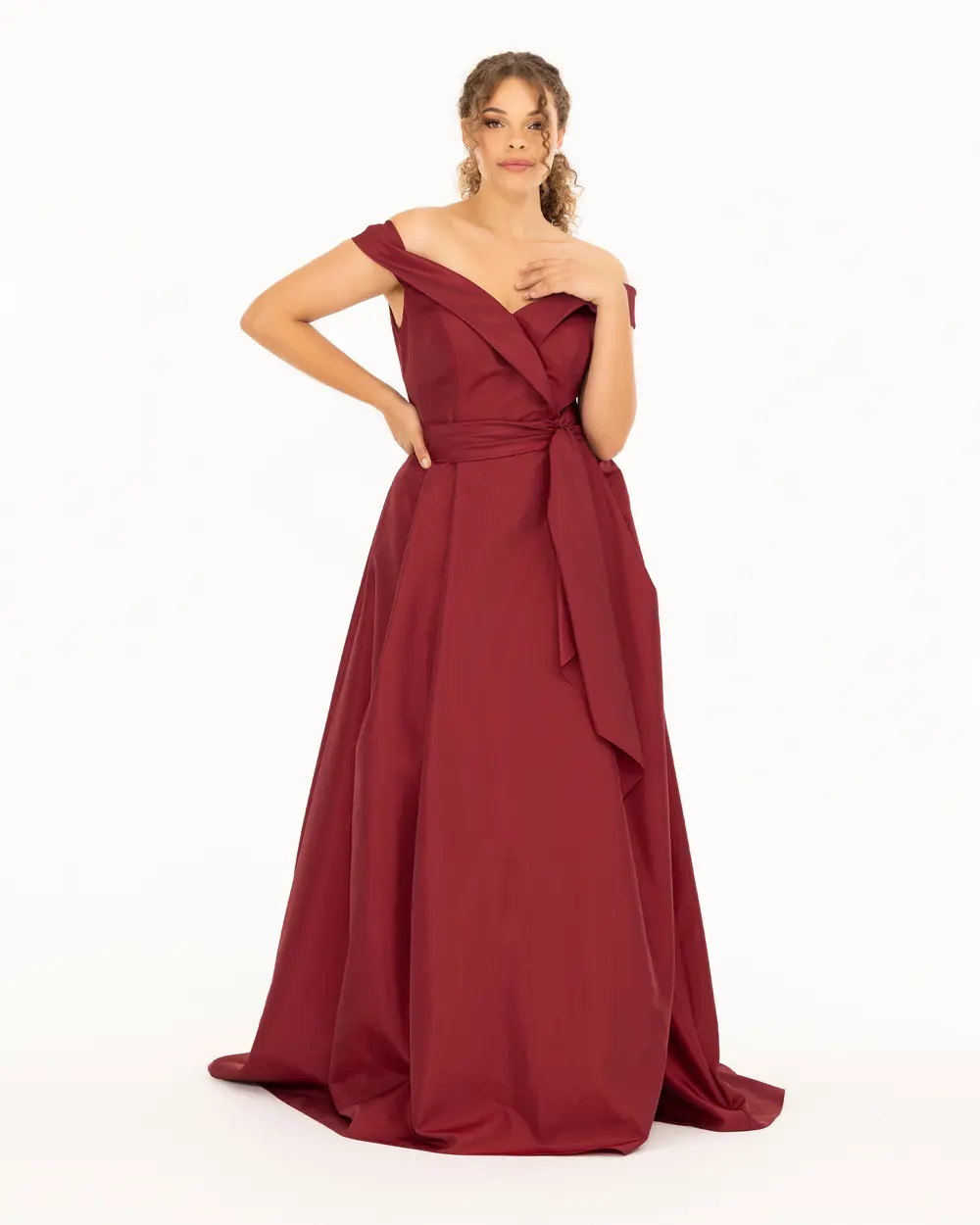 Strapless Neckline Open Shoulder Maxi Length Evening Dress