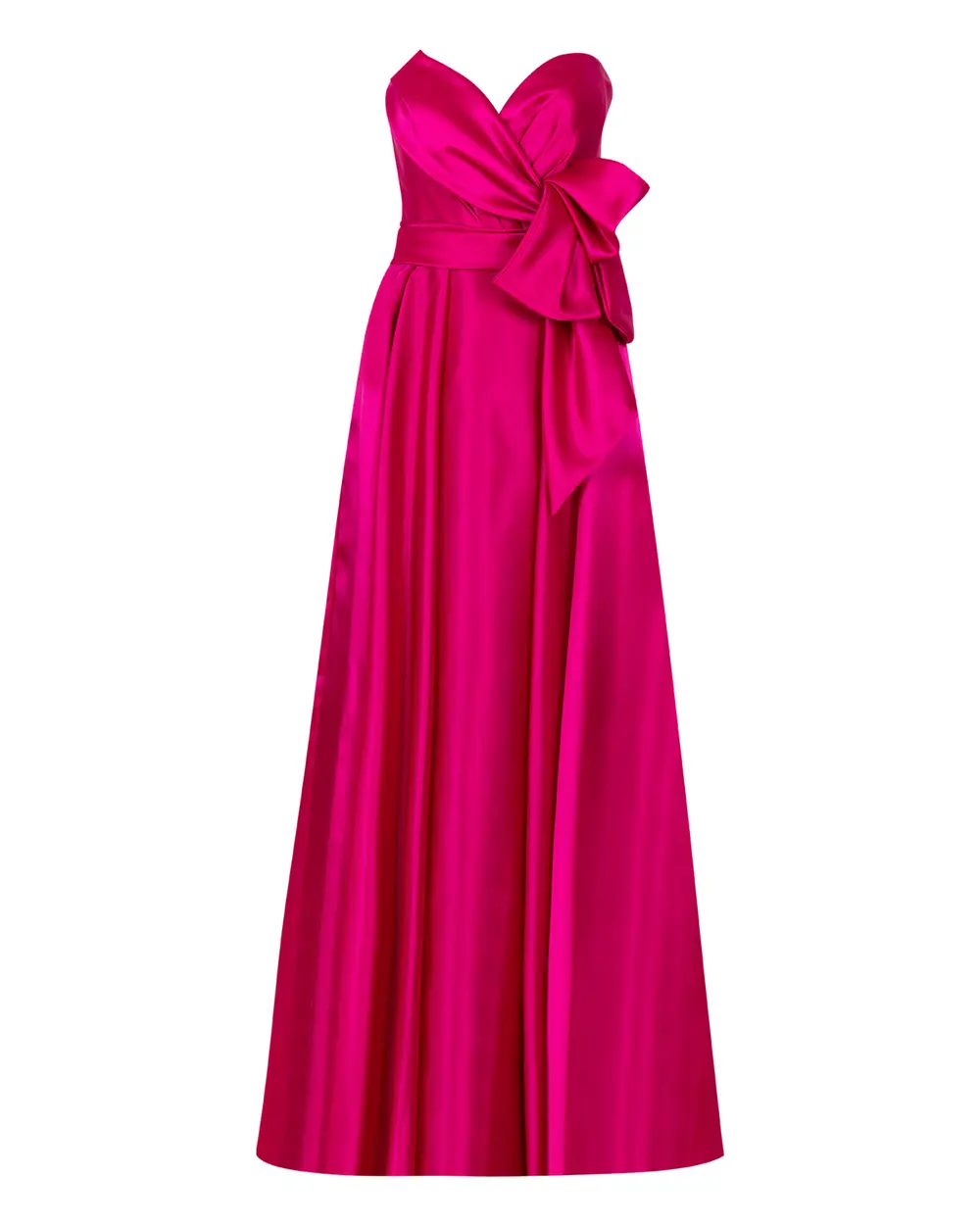 Satin Pocket Detailed Strapless Neck Evening Dress