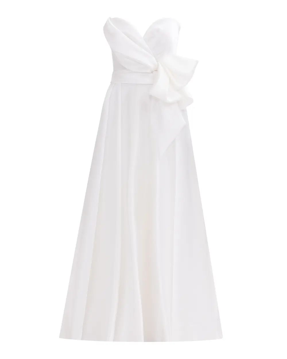 Satin Pocket Detailed Strapless Neck Evening Dress