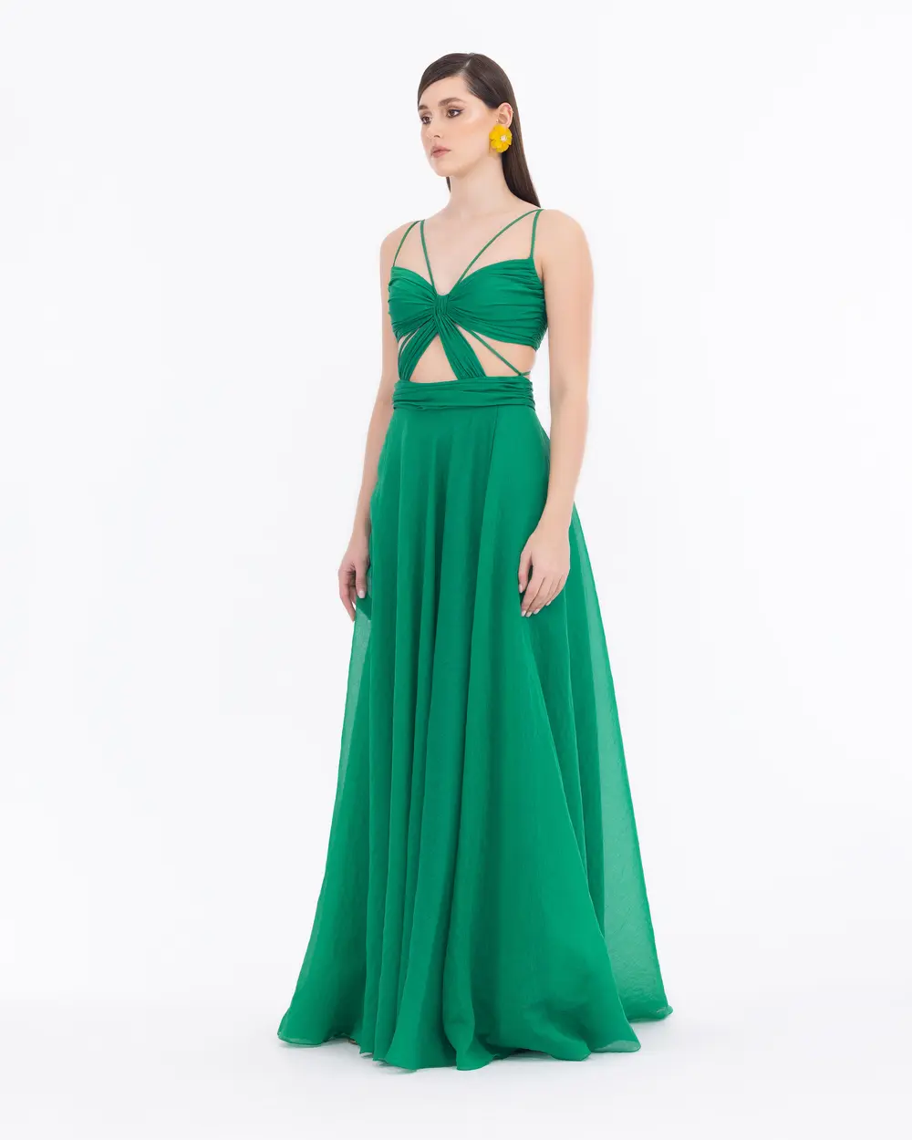 Heart Collar Slit Chiffon Evening Dress Ilmio