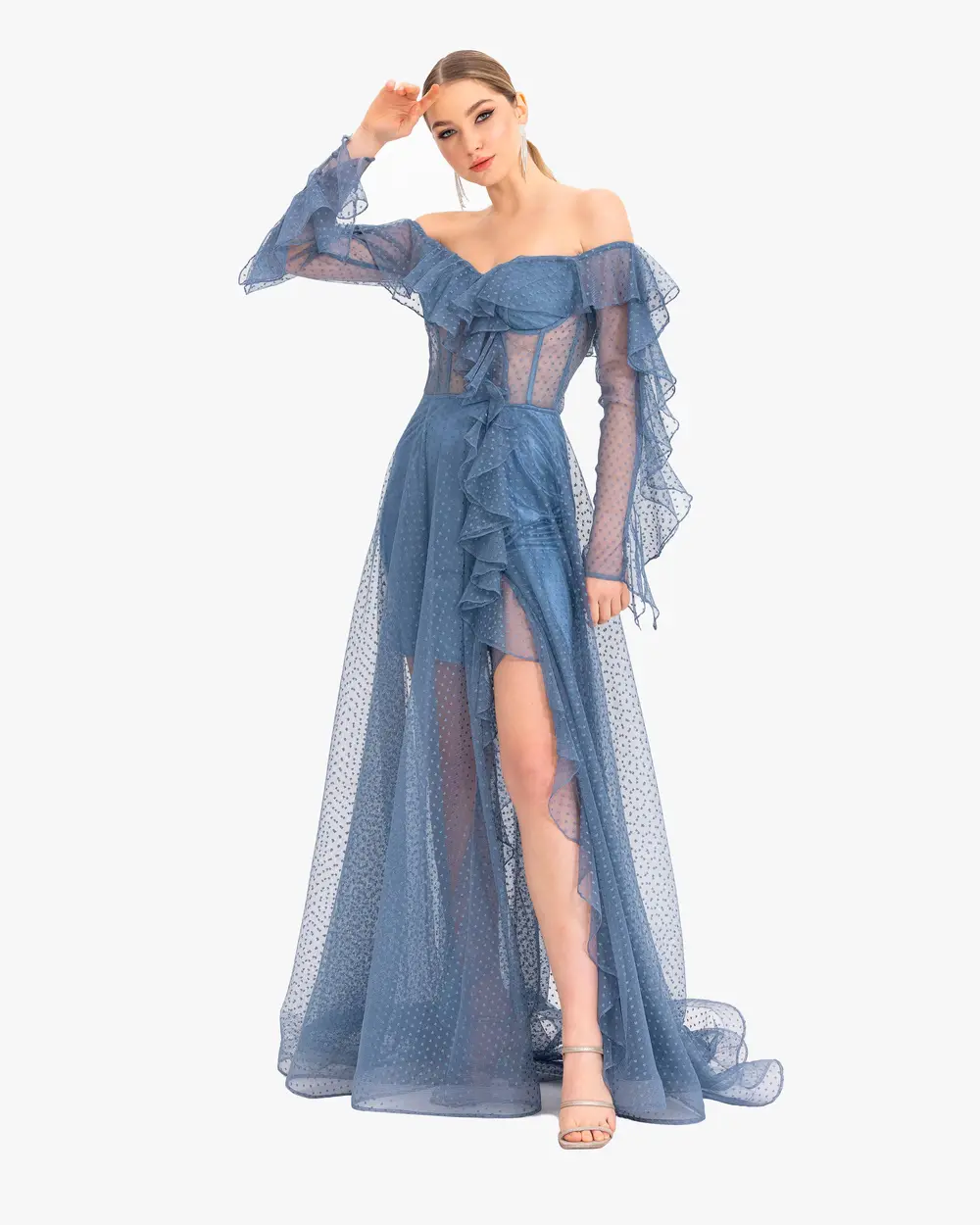 Princess Collar Frilly Tulle Evening Dress