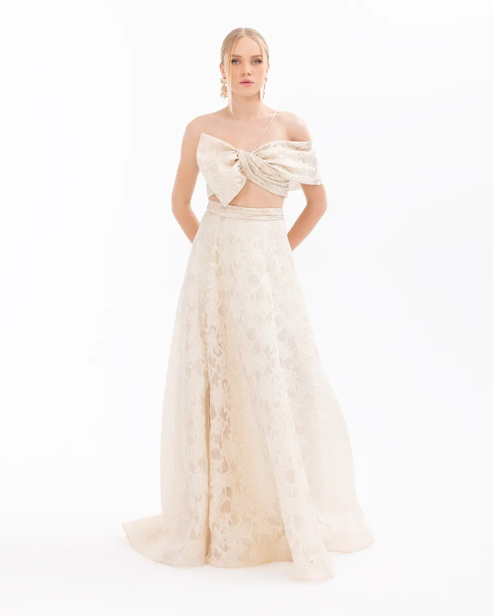 Strapless Jacquard Evening Dress