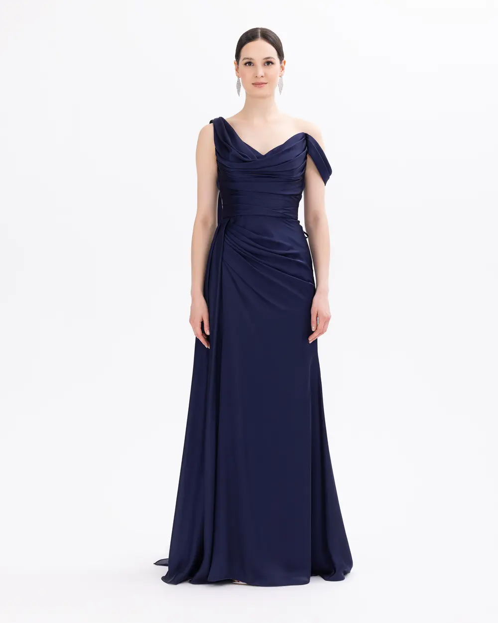 Satin One Shoulder Evening Dress