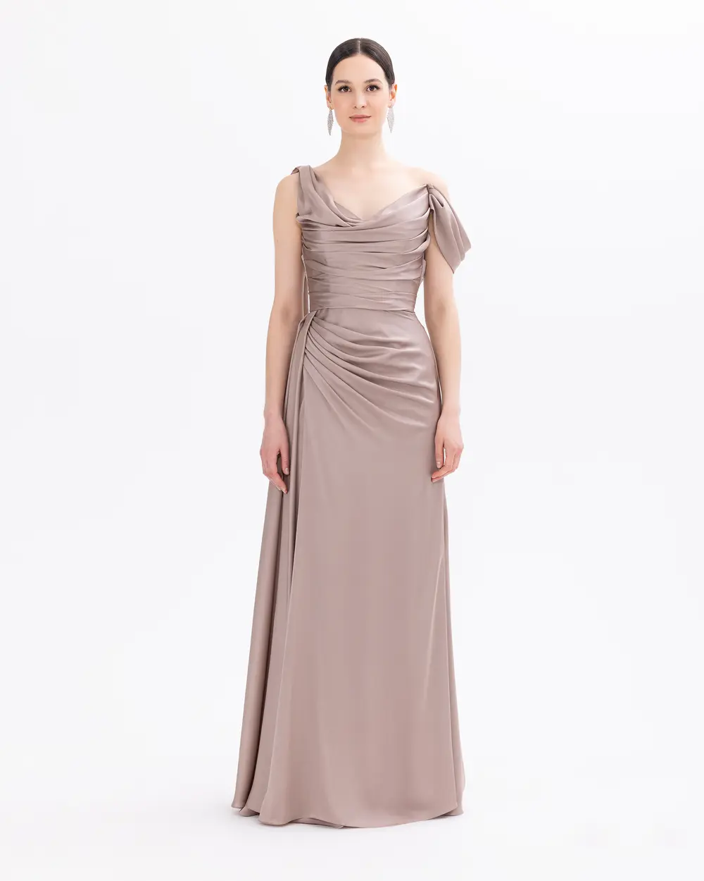 Satin One Shoulder Evening Dress