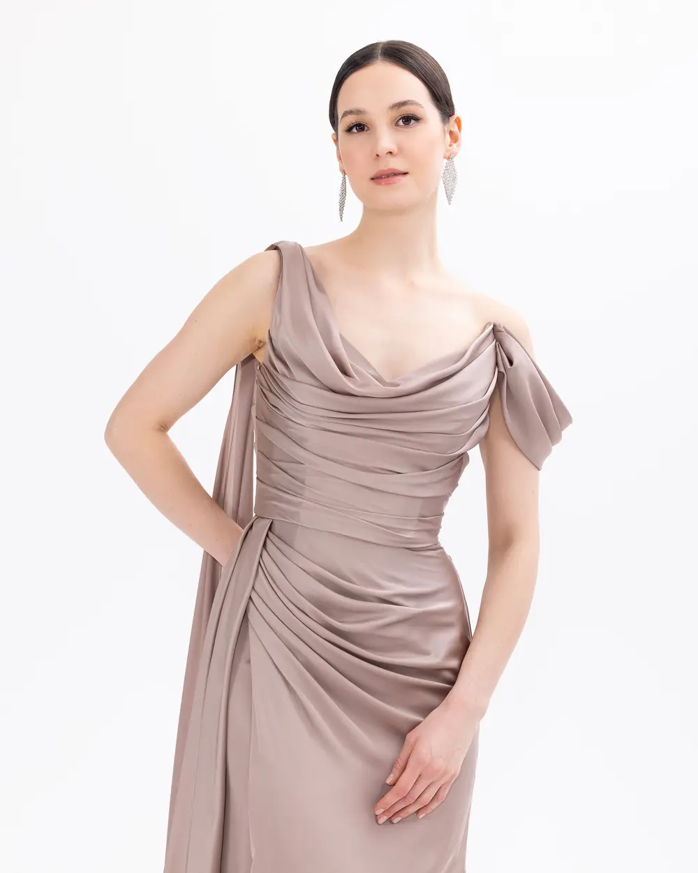 Satin One Shoulder Evening Dress