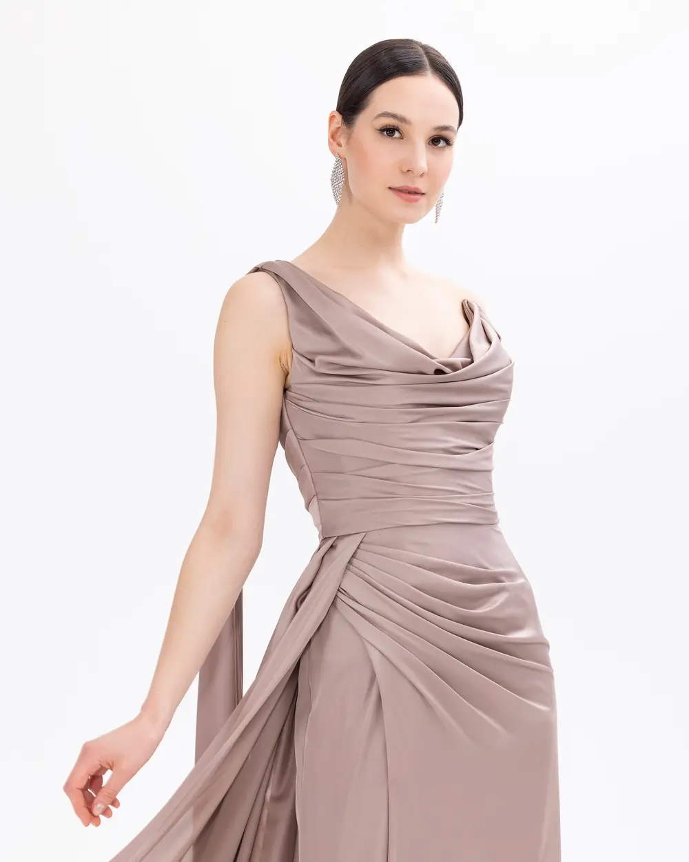 Satin One Shoulder Evening Dress