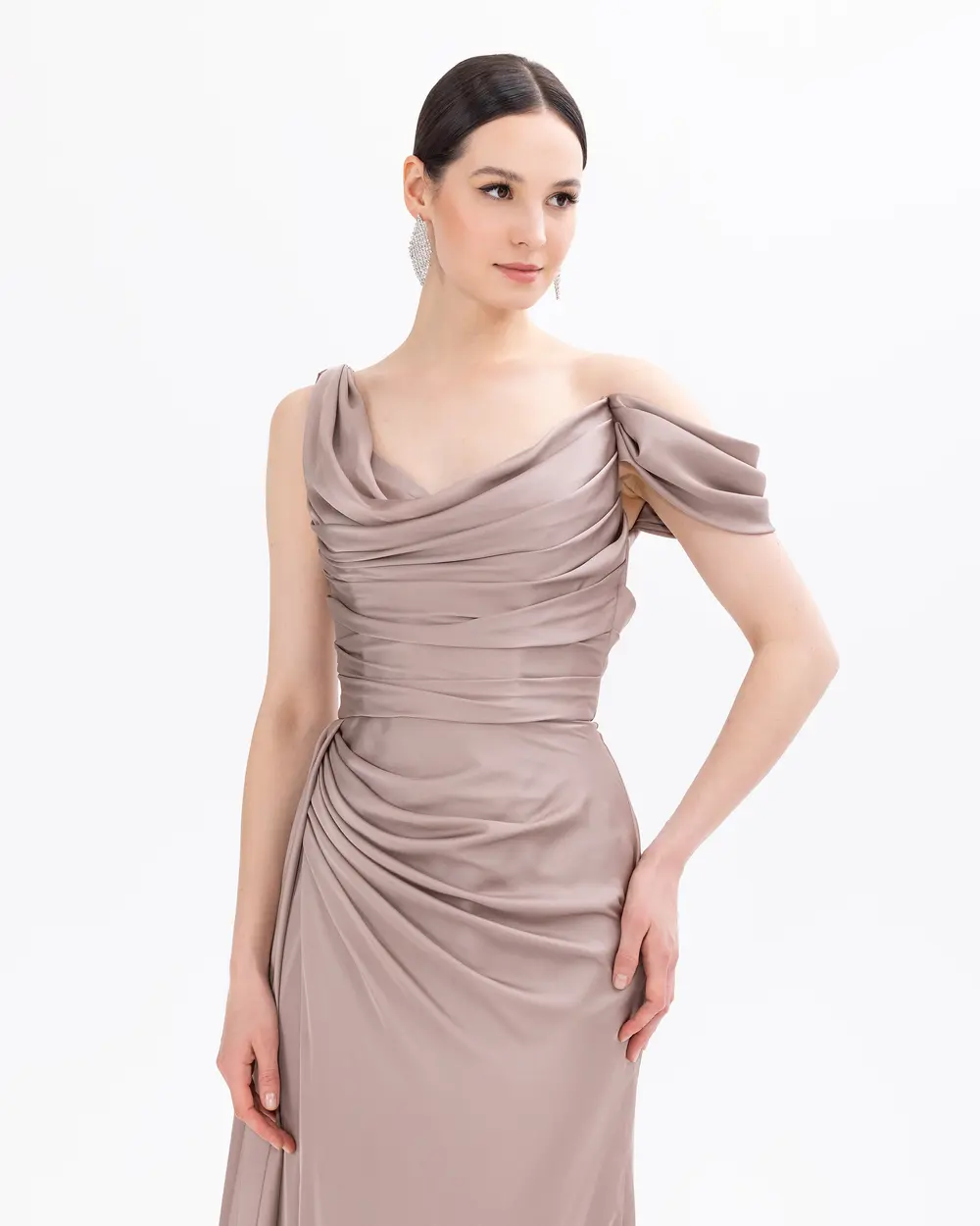 Satin One Shoulder Evening Dress