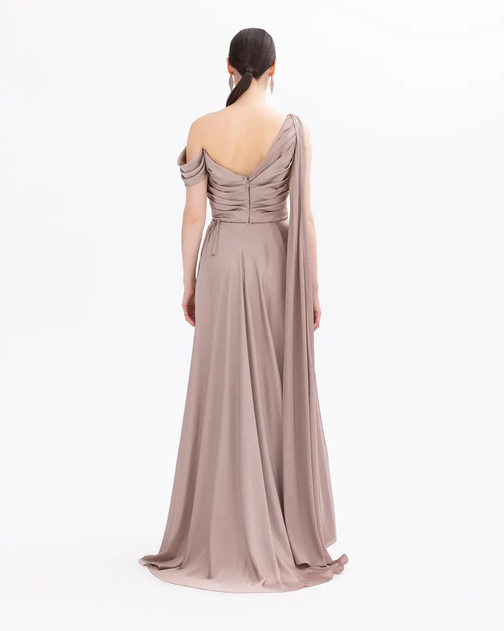 Satin One Shoulder Evening Dress