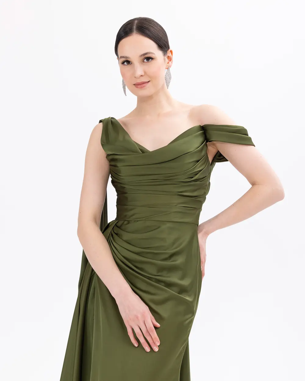 Satin One Shoulder Evening Dress