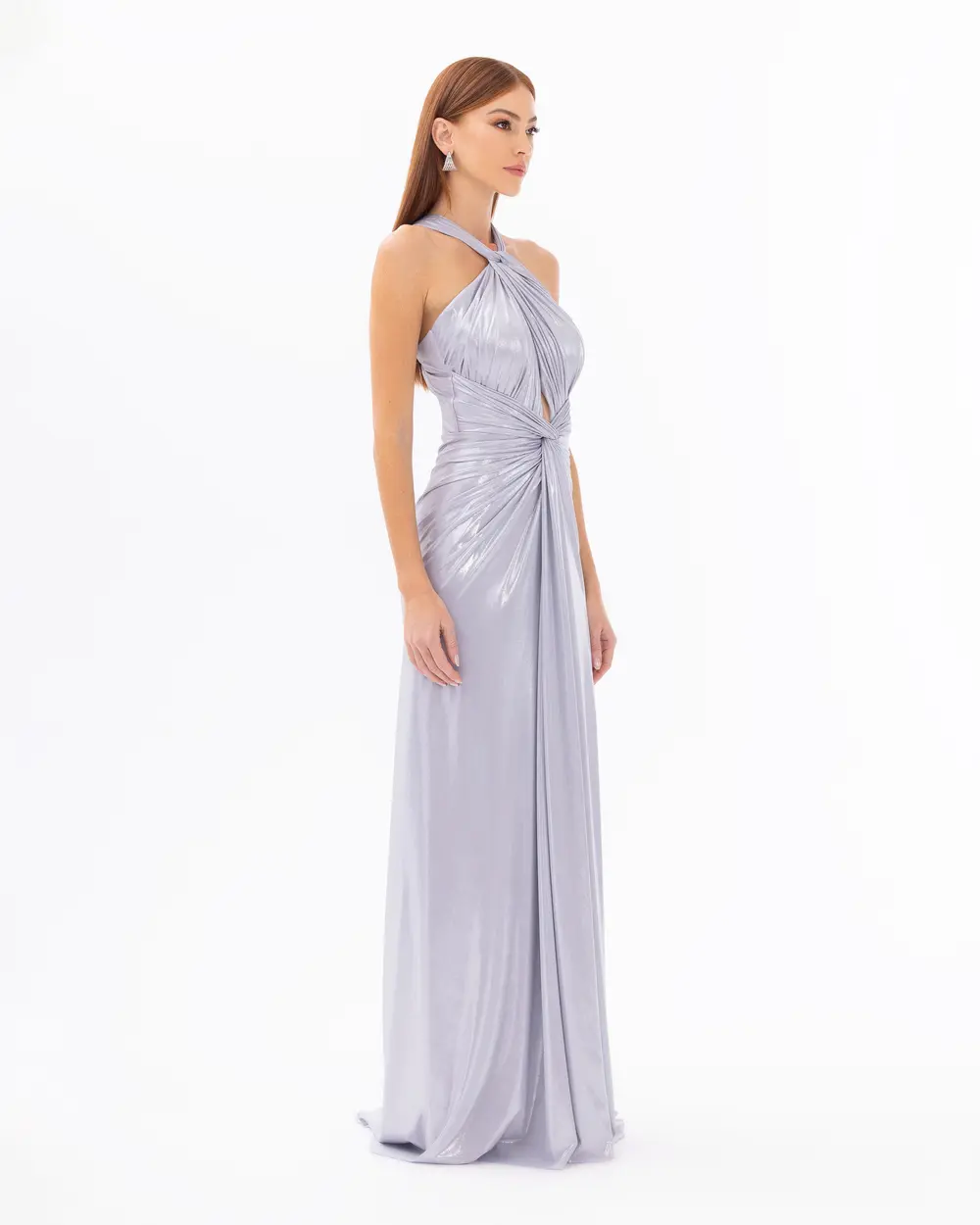 Draped Narrow Form Evening Dresses with Chest Decollete