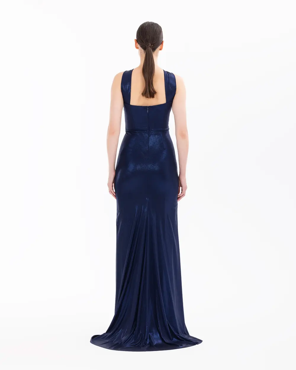 Draped Narrow Form Evening Dresses with Chest Decollete