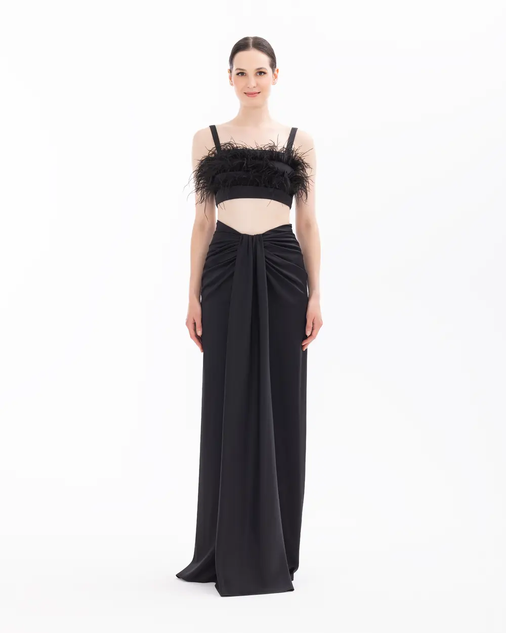 Two Piece Evening Dresses with Straps and Shawl Detail