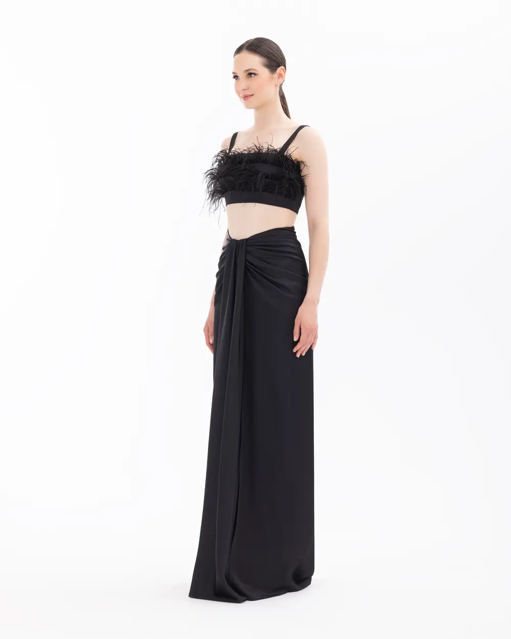 Two Piece Evening Dresses with Straps and Shawl Detail