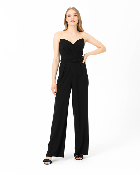 H&m black cheap strapless jumpsuit