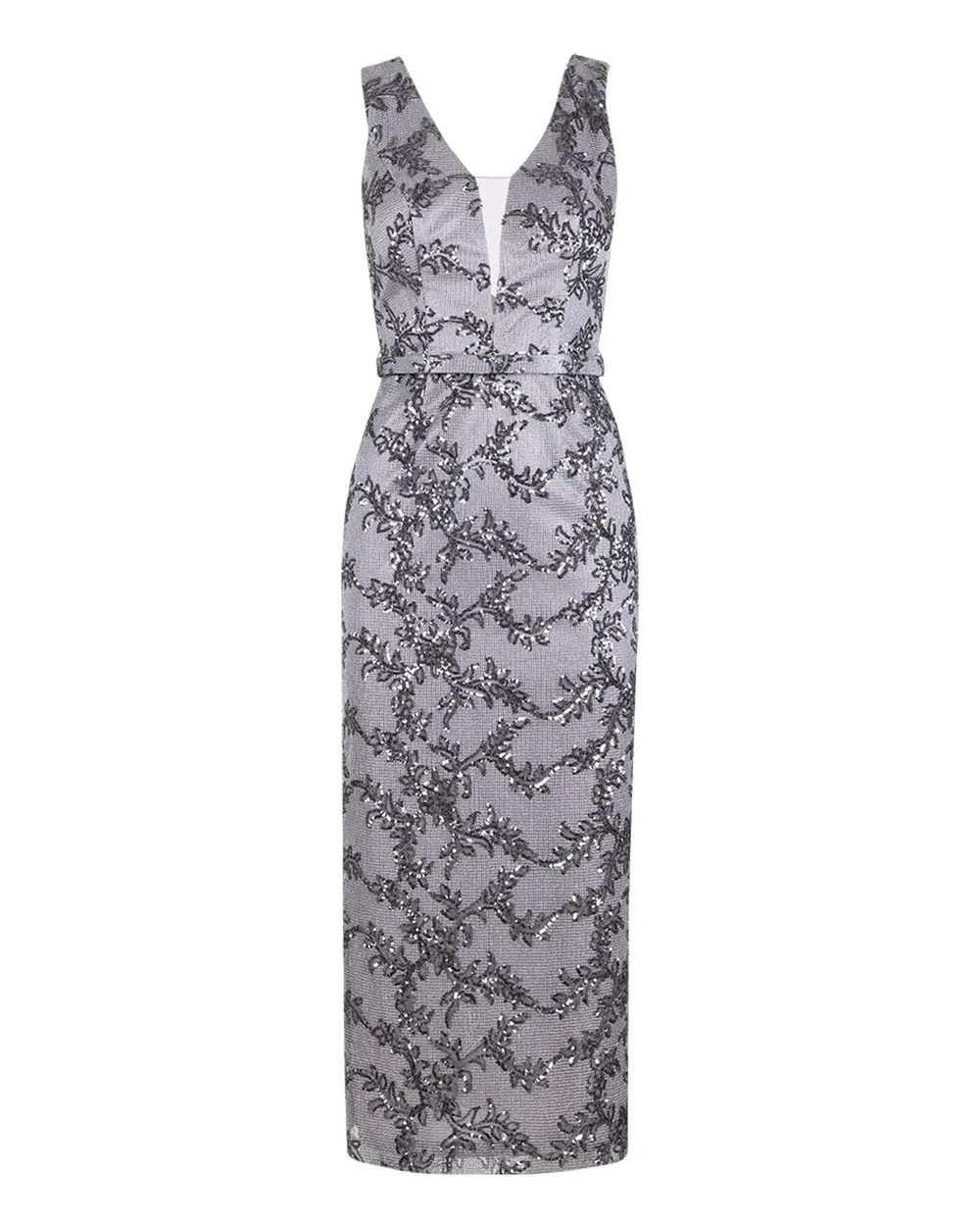 SEQUINE DETAILED PATTERNED MIDI LONG EVENING DRESS