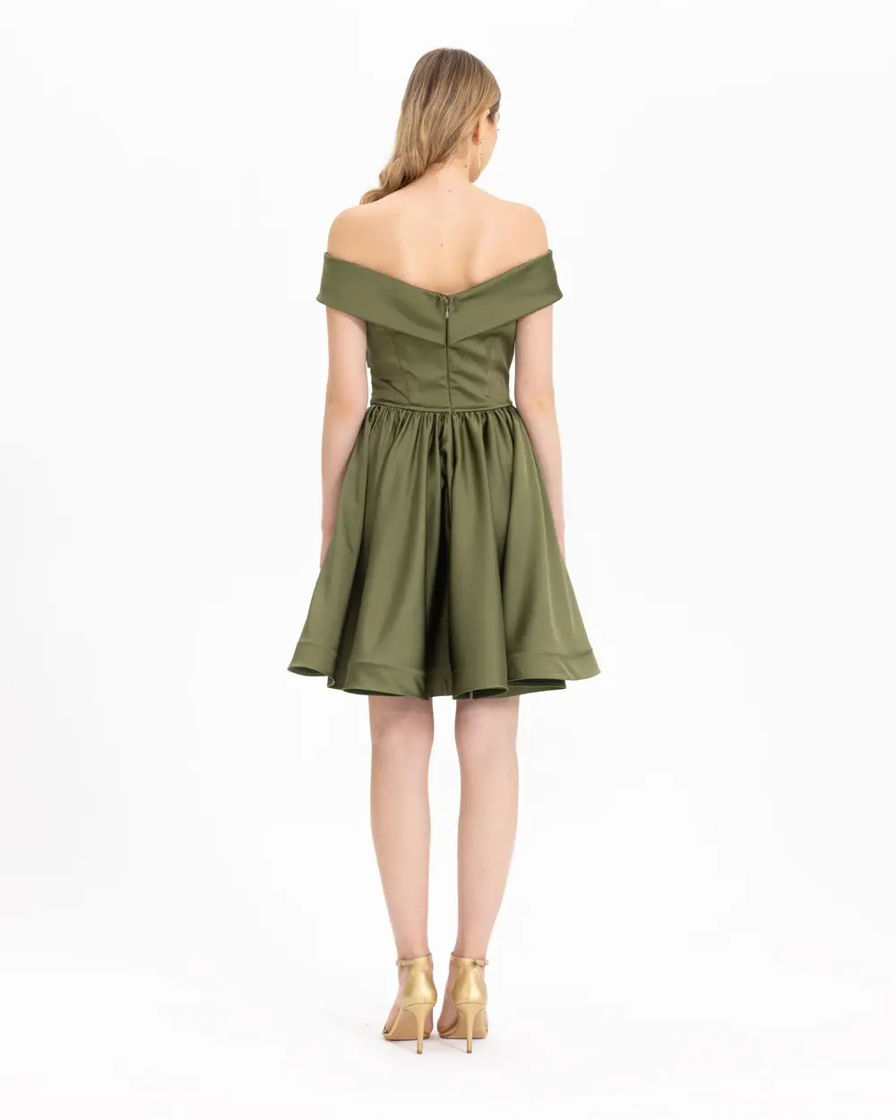 Open Shoulder Short Length Evening Dress