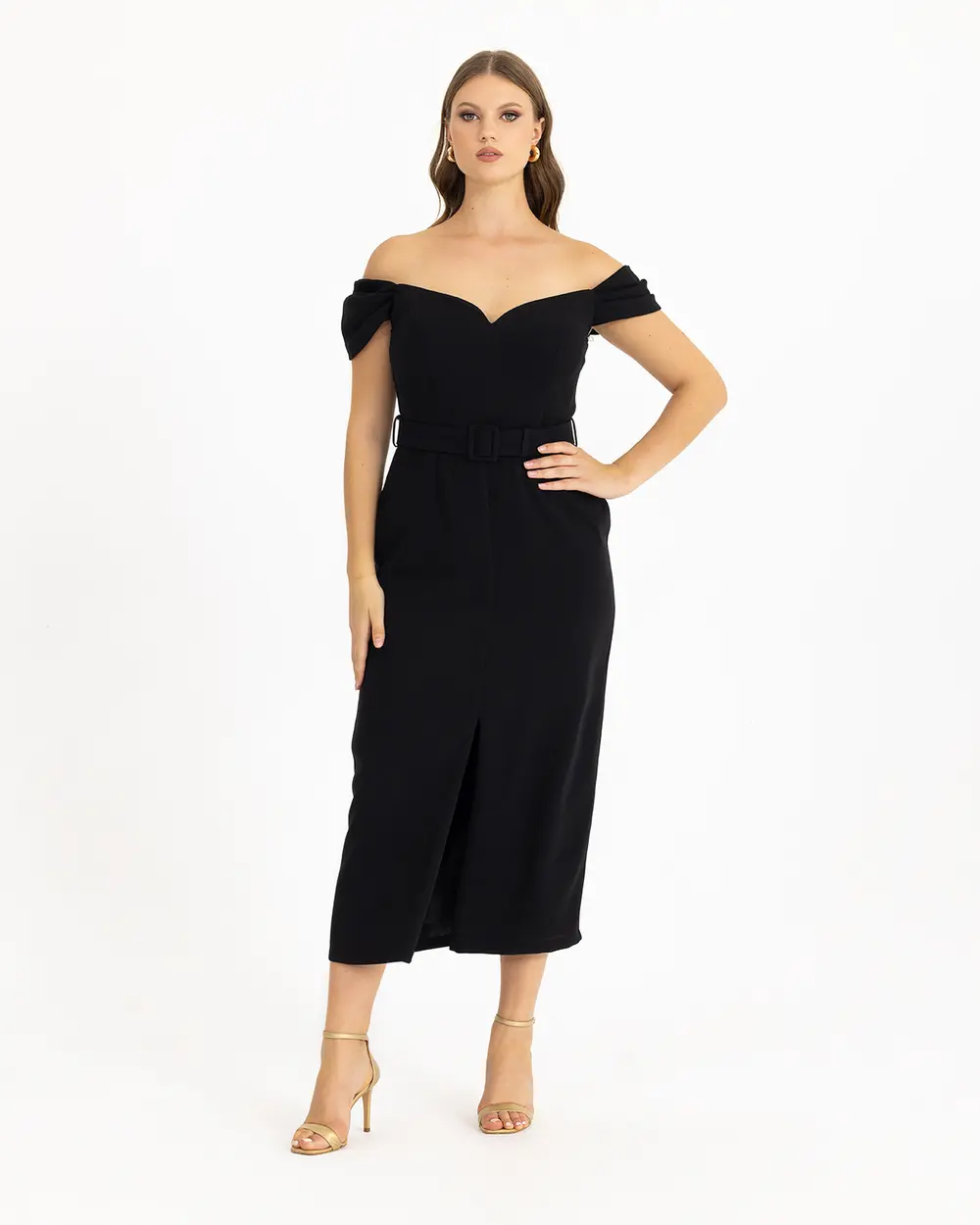  Plus Size Open Shoulder Evening Dress