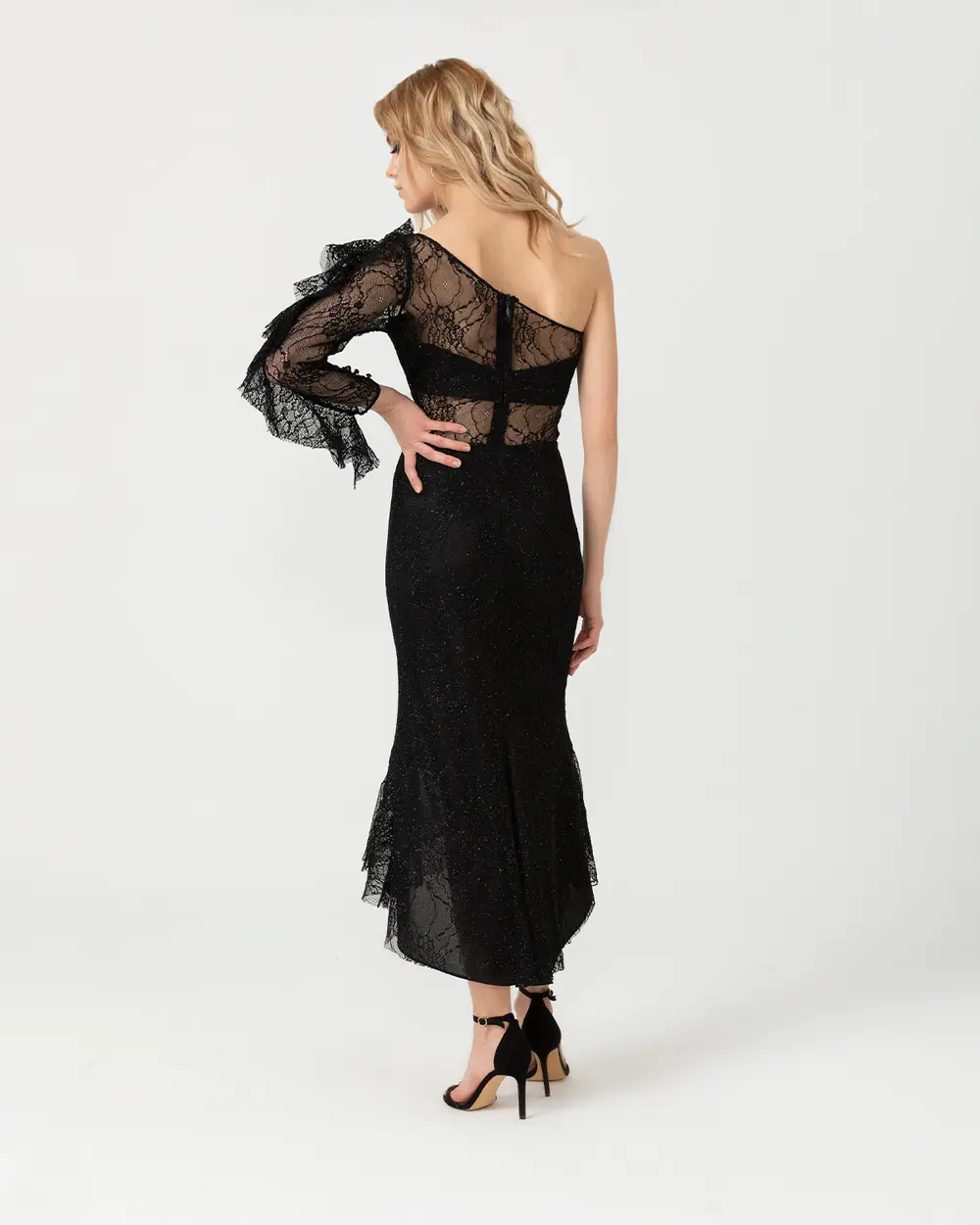  Narrow Form One Shoulder Lace Evening Dress