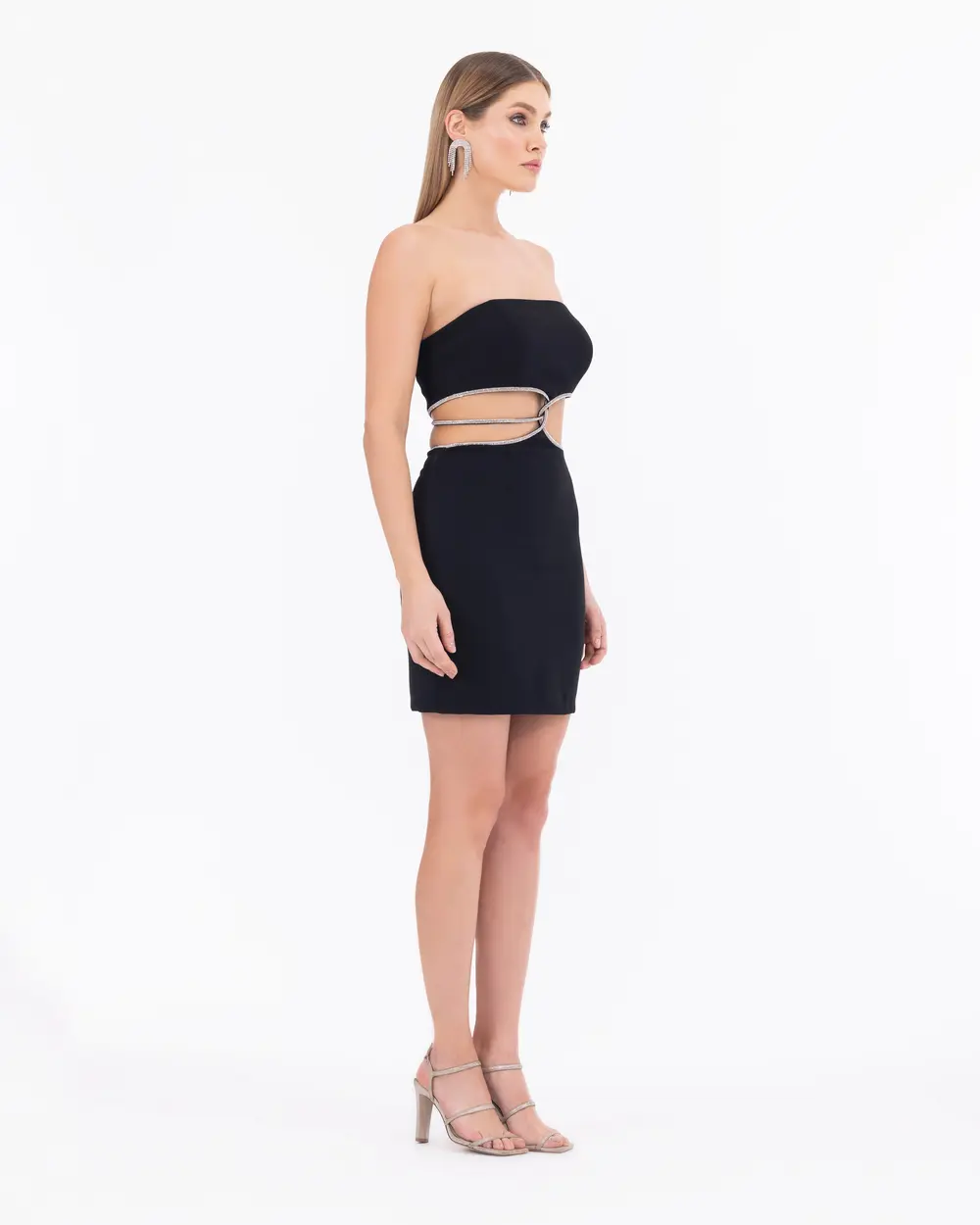 Slim Fit Mini Length Strapless Collar Evening Dress