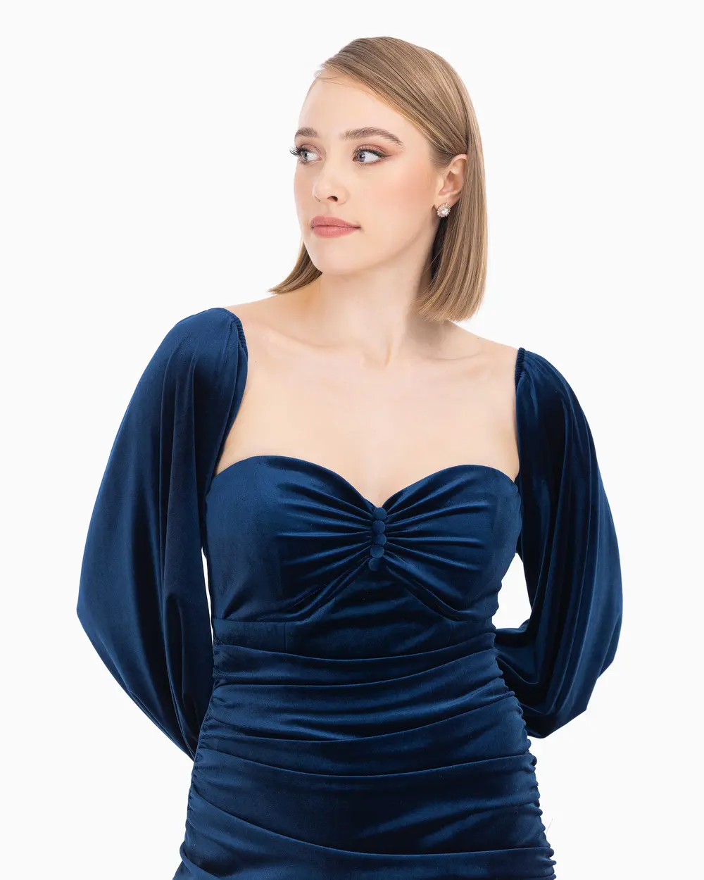 Heart Collar Mini Length Velvet Evening Dress