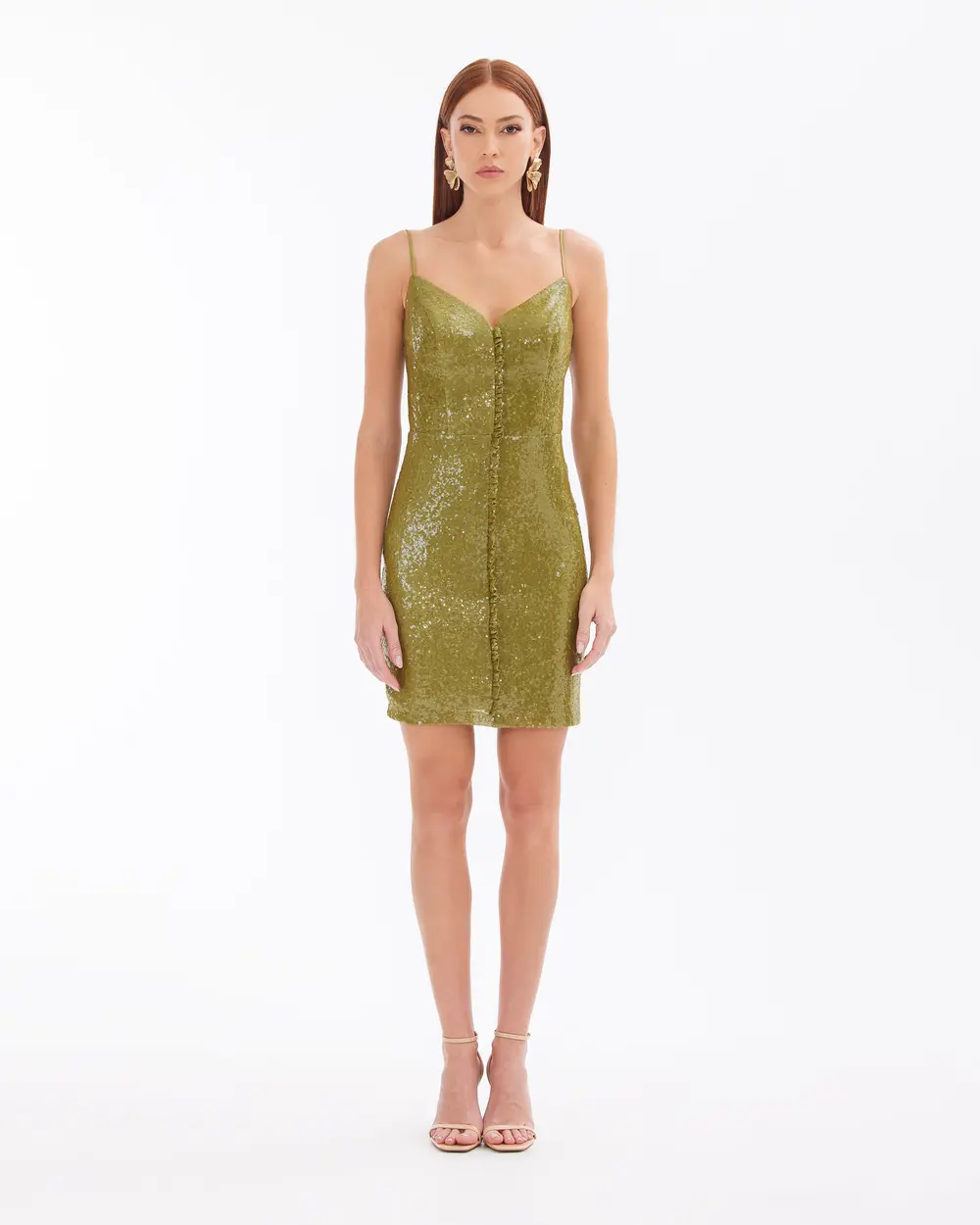 Mini Length Sequin Evening Dress with Straps