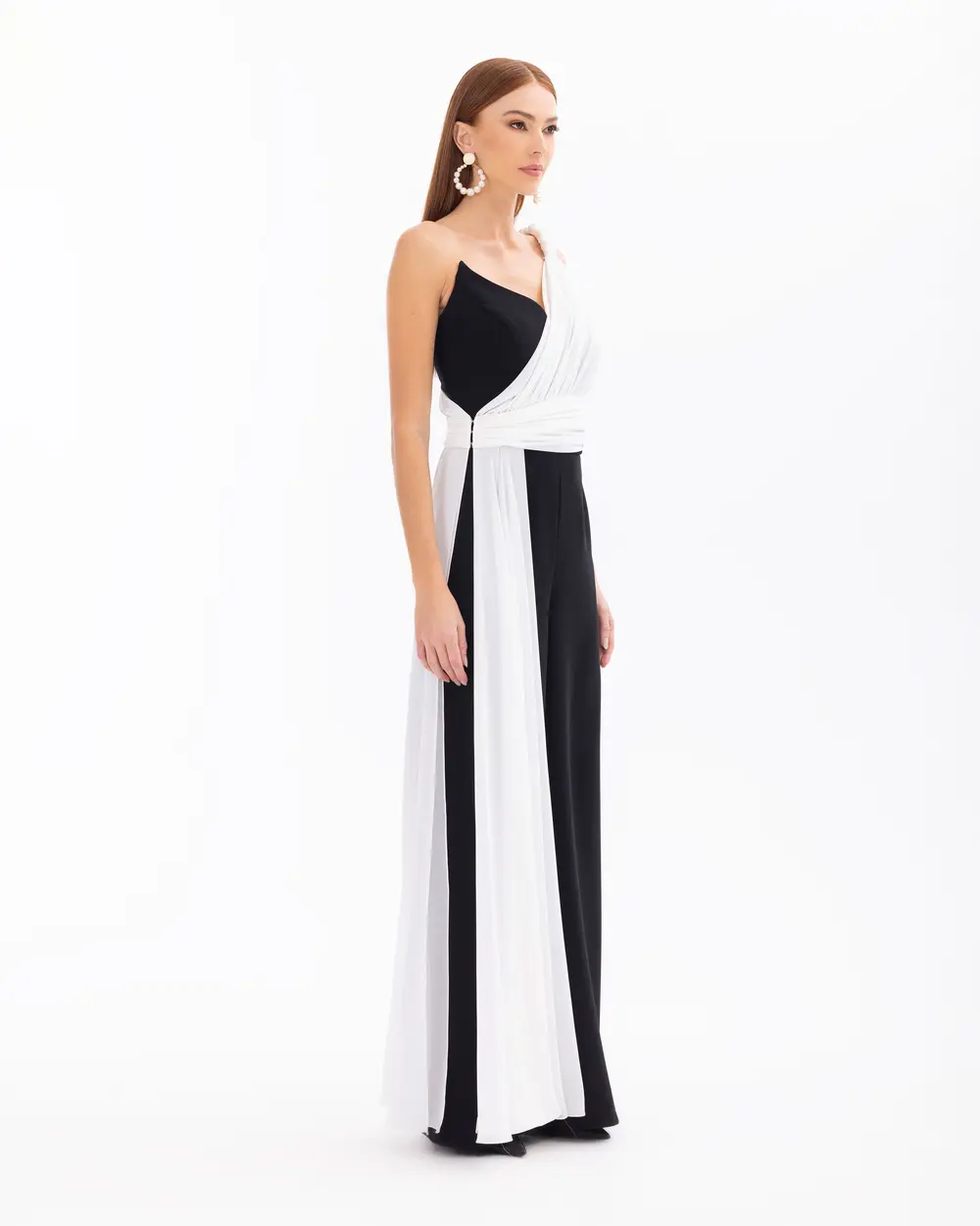 Strapless One Shoulder Chiffon Two Piece Evening Dress Jumpsuit