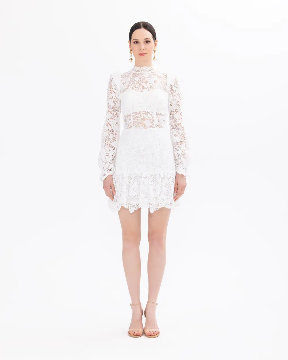 Transparent Lace Mini Evening Dress