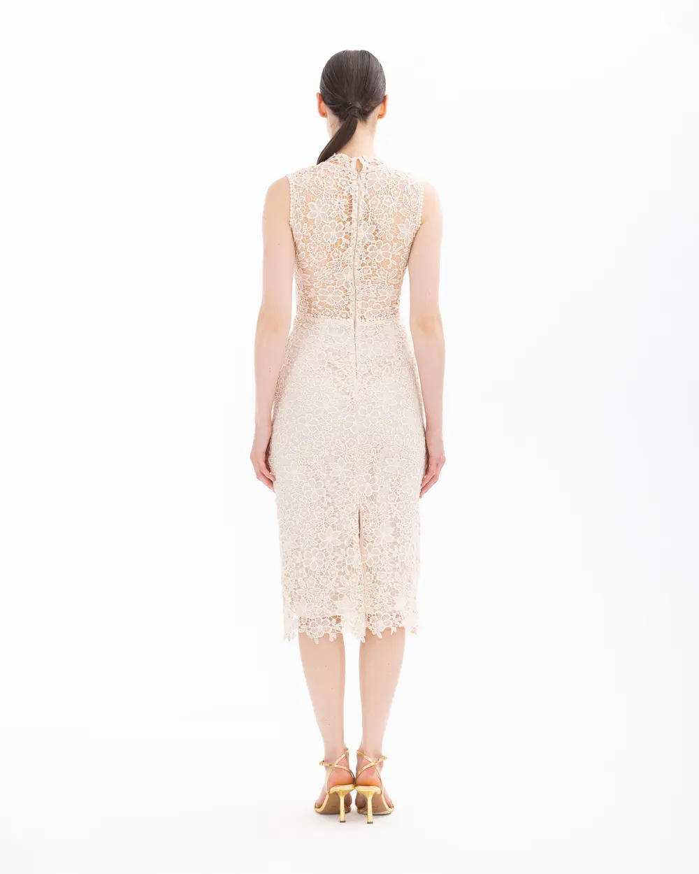 Narrow Form Lace Midi Length Evening Dress