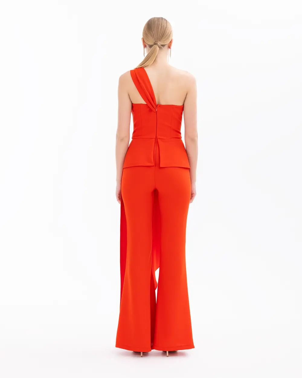 Heart Neck One Shoulder Evening Dress Jumpsuit