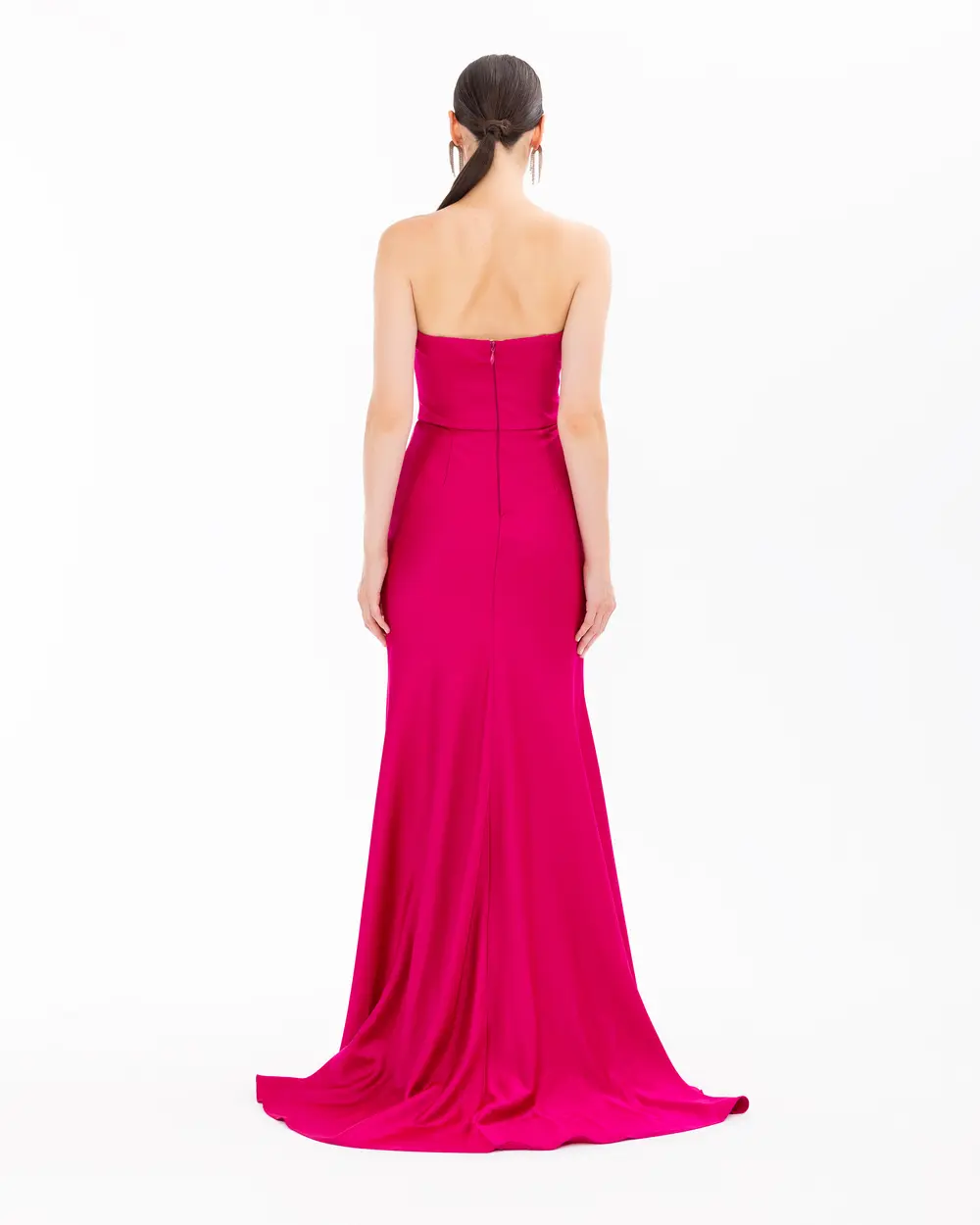 Strapless Feather Detailed Evening Dress